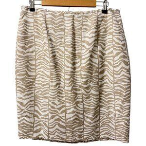 Calvin Klein Beige & White Zebra Print Pencil Skirt Size 14 Linen Blend skirt